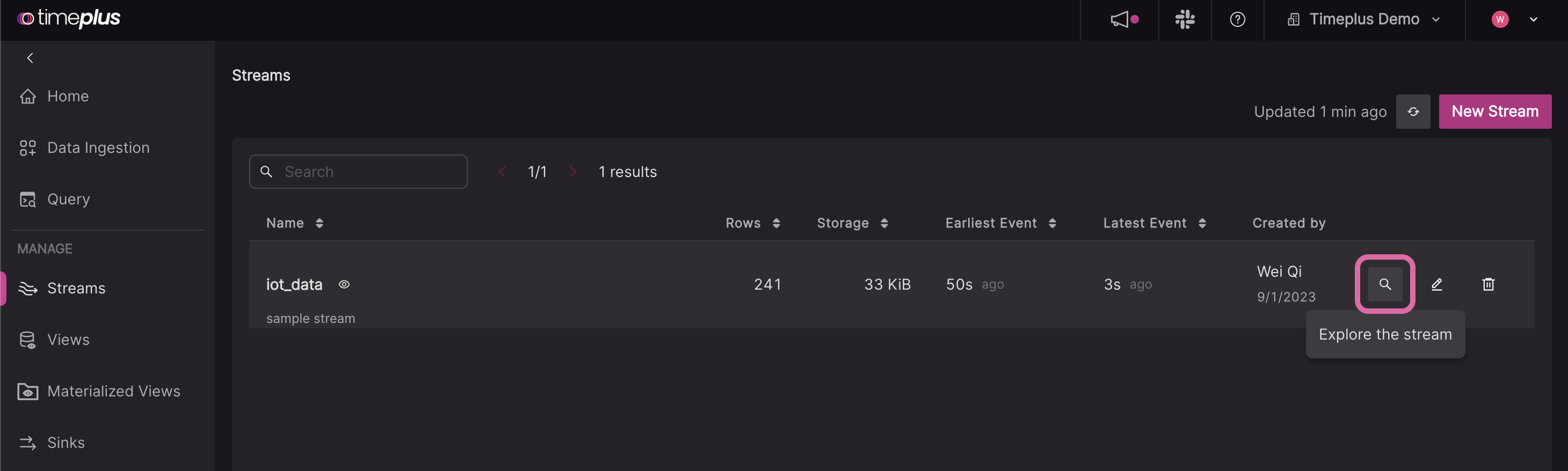 IoT sample data, preview step